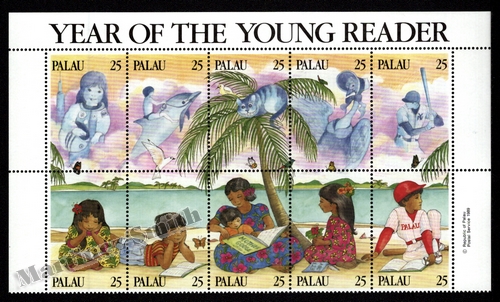 Palau 1989 Yv. 268-77 Año del Joven Lector - Tira Completa Borde Hoja - MNH
