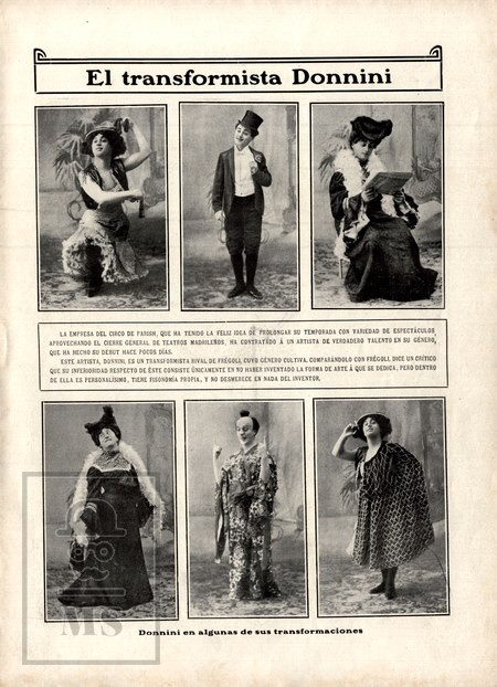 Recorte Artículo Prensa 1906 Nuevo Mundo Página Completa - Circo El Transformista Donninni