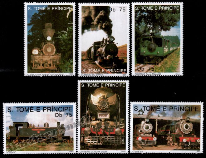 Sao Tomé & Príncipe 1991 Yvert 1031-36, Trains & Steam Engines - MNH
