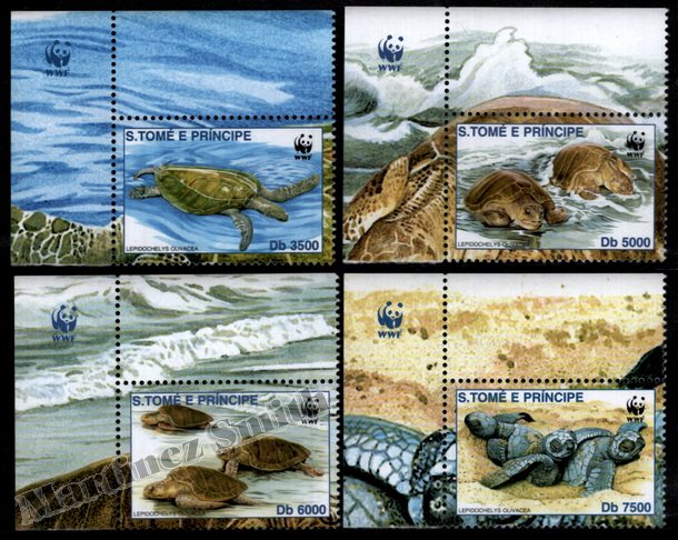 São Tomé-et-Príncipe 2001 Yvert 1321-24, Protection de la faune, Reptiles, Tortue marine, WWF - MNH