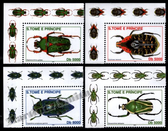 São Tomé & Príncipe 2001 Yvert 1325-28, Fauna, Insects , Beetles - MNH