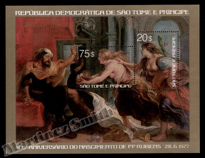 São Tomé i Príncipe 1977 Yvert MS 2, Art, 400 aniversari del naixement del pintor Rubens - Fulleta - MNH