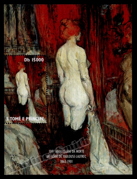 Sao Tomé & Príncipe 2001 Yvert BF 185, Art, Centenary of the Death of Toulouse-Lautrec - Miniature Sheet - MNH