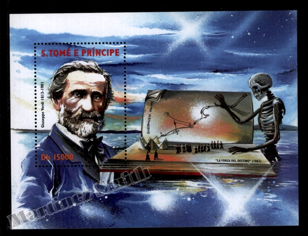 Santo Tomé y Príncipe 2001 Yvert BF 186, Música, Giuseppe Verdi - MNH