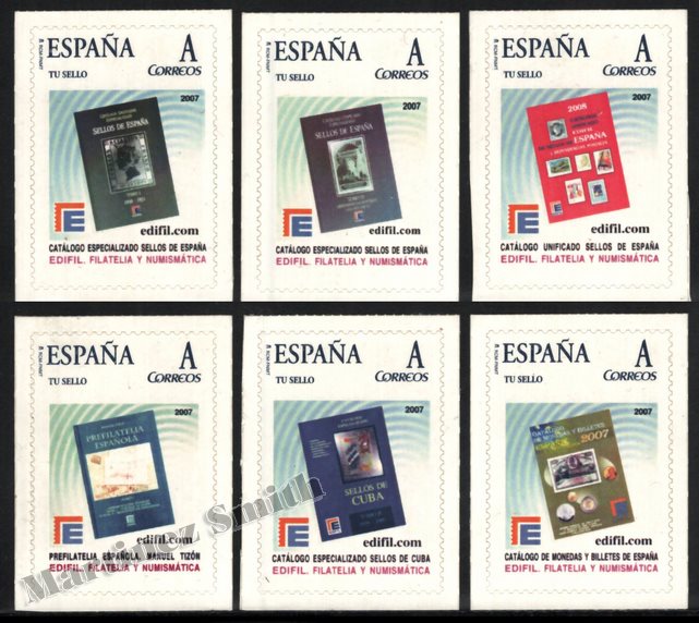 Espagne 2007 Timbres Personnalisés "Tu Sello" Edifil 3-8, Catalogues Spécialisés Philatélie - Autocollants - Neufs