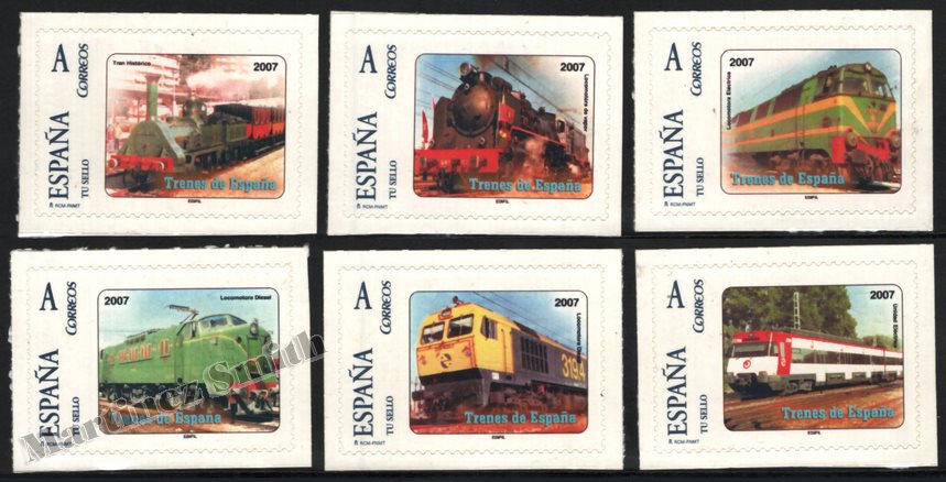 Espagne 2007 Timbres Personnalisés "Tu Sello" Edifil 10-15, Chemins de fer espagnols - Trains - Autocollants - Neufs