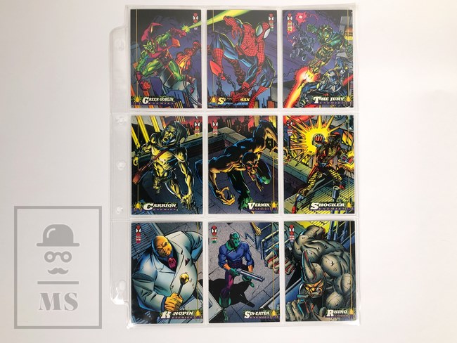 Conjunto de Cartas/ Trading Card Spider-Man Marvel Puzzle Enemigos 46 al 54 Fleer Corp. 1994