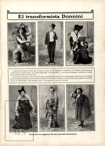 [cl_nm_655_4] Recorte Artículo Prensa 1906 Nuevo Mundo Página Completa - Circo El Transformista Donninni
