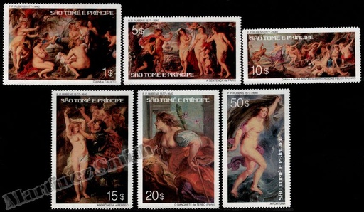 [st_443-48_xs] Sao Tomé & Principe 1977 Yvert 443-48, Art, 400e Anniv. nacimiento del pintor Rubens - MNH
