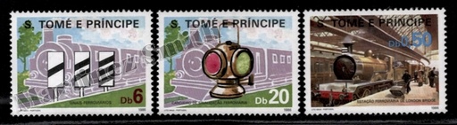[st_846-48_xs] Sao Tomé-et-Principe 1986 Yvert 846-48, Trains et Signaux Ferroviaires - MNH
