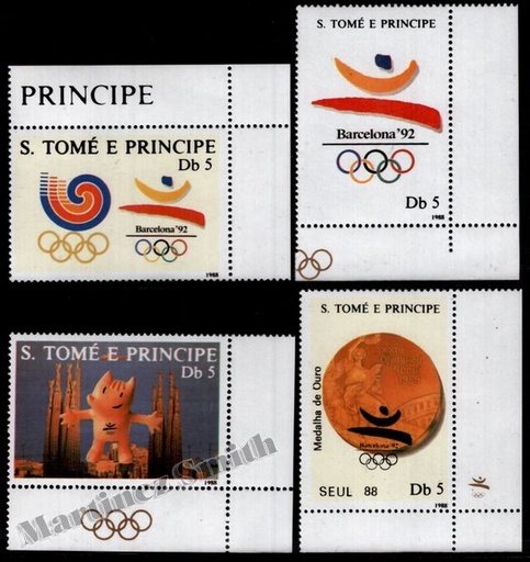 [st_931Q-31T-xs] Sao Tomé & Príncipe 1988 Yvert 931Q-31T, Summer Olympic Games, Barcelona 1992 - MNH