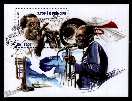 [st_hb187_clrj] Santo Tomé y Príncipe 2001 Yvert BF 187, Música, Jazz, Louis Armstrong - MNH